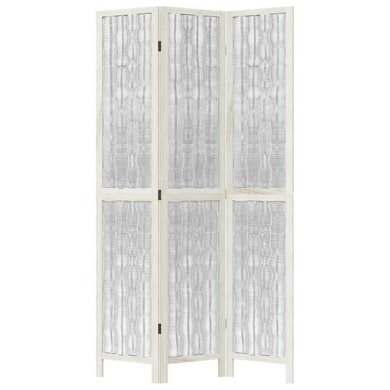 Kamerscherm Met 3 Panelen Massief Paulowniahout Wit 40 x 200 cm 1