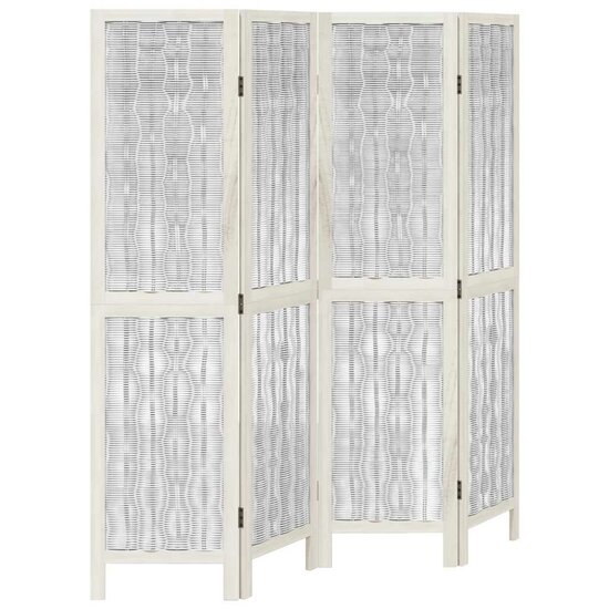 Kamerscherm Met 4 Panelen Massief Paulowniahout Wit 40 x 160 cm 1