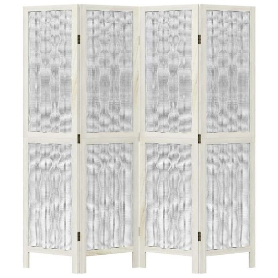 Kamerscherm Met 4 Panelen Massief Paulowniahout Wit 40 x 160 cm 1