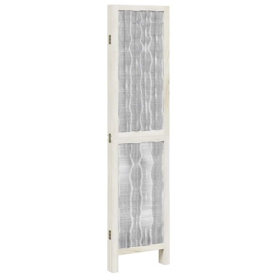Kamerscherm Met 4 Panelen Massief Paulowniahout Wit 40 x 160 cm 1