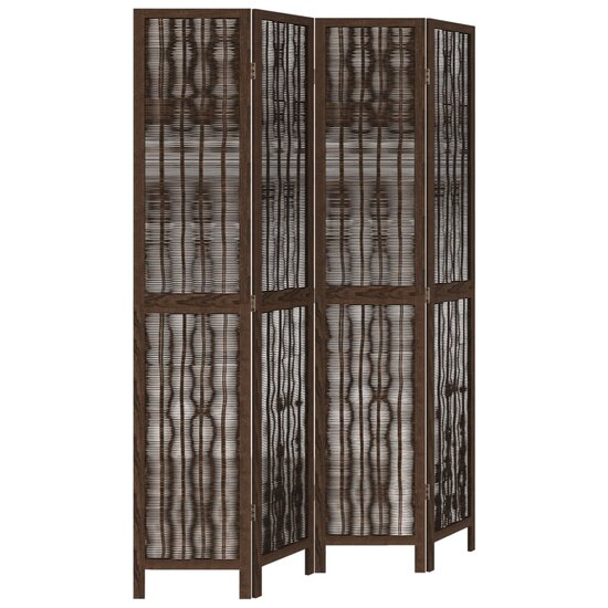 Kamerscherm Met 4 Panelen Massief Paulowniahout Donkerbruin 40 x 200 cm