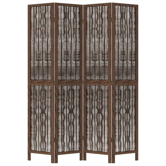 Kamerscherm Met 4 Panelen Massief Paulowniahout Donkerbruin 40 x 200 cm