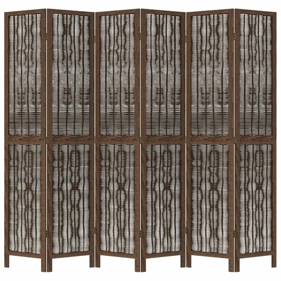 Kamerscherm Met 6 Panelen Massief Paulowniahout Donkerbruin 40 x 200 cm