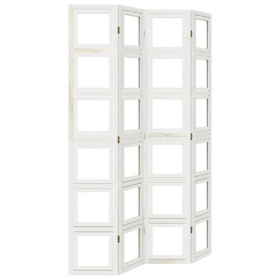 Kamerscherm Met 4 Panelen Massief Paulowniahout Wit 40 x 220 cm