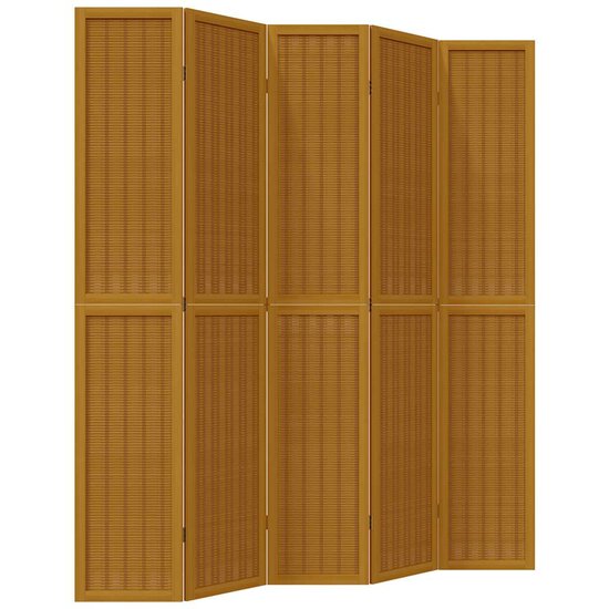 Kamerscherm Met 5 Panelen Massief Paulowniahout Bruin 40 x 220 cm