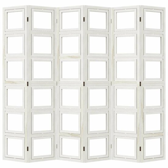 Kamerscherm Met 6 Panelen Massief Paulowniahout Wit 40 x 200 cm
