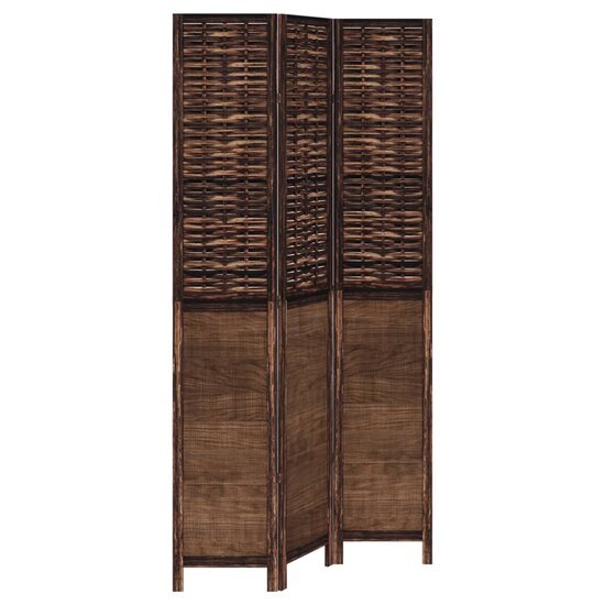 Kamerscherm Met 3 Panelen Massief Paulowniahout Donkerbruin 40 x 220 cm