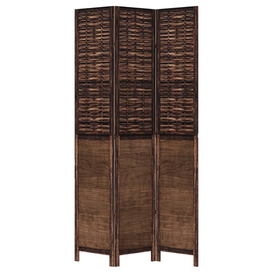 Kamerscherm Met 3 Panelen Massief Paulowniahout Donkerbruin 40 x 220 cm