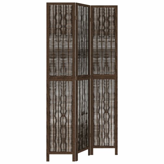 Kamerscherm Met 3 Panelen Massief Paulowniahout Donkerbruin 40 x 200 cm