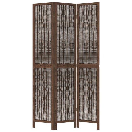 Kamerscherm Met 3 Panelen Massief Paulowniahout Donkerbruin 40 x 200 cm