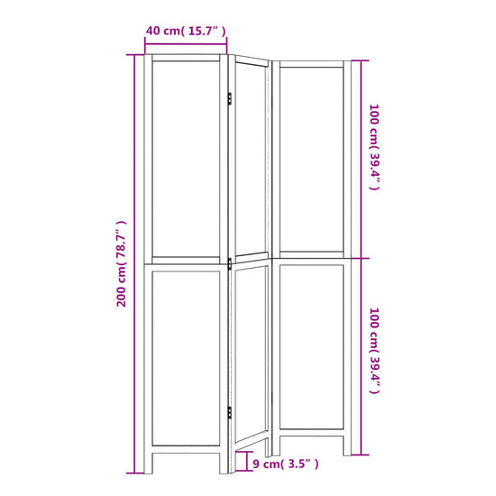Kamerscherm Met 3 Panelen Massief Paulowniahout Donkerbruin 40 x 200 cm