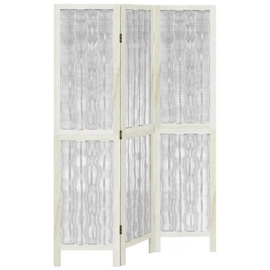 Kamerscherm Met 3 Panelen Massief Paulowniahout Wit 40 x 160 cm 1