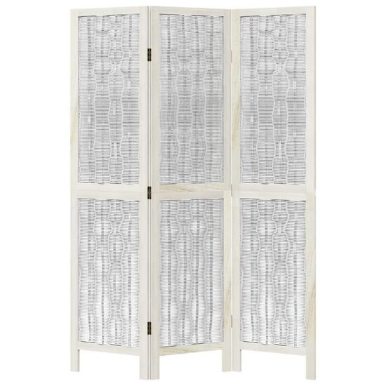 Kamerscherm Met 3 Panelen Massief Paulowniahout Wit 40 x 160 cm 1