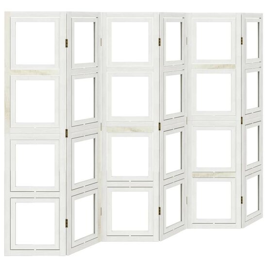 Kamerscherm Met 6 Panelen Massief Paulowniahout Wit 40 x 160 cm