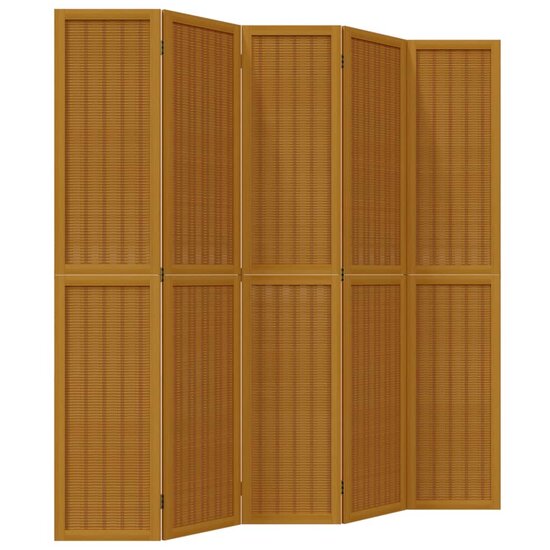Kamerscherm Met 5 Panelen Massief Paulowniahout Bruin 40 x 200 cm