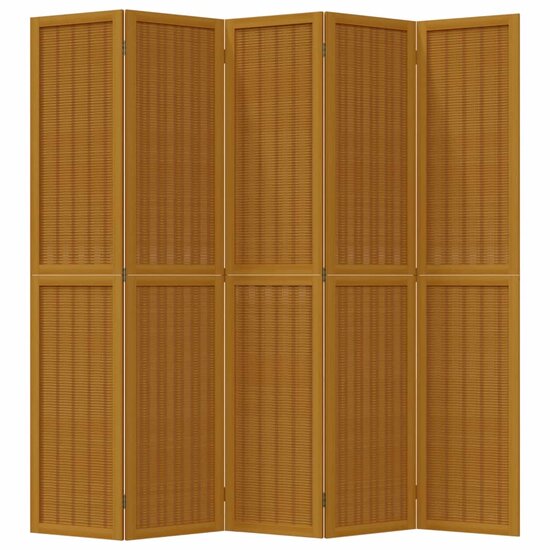 Kamerscherm Met 5 Panelen Massief Paulowniahout Bruin 40 x 200 cm