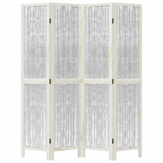 Kamerscherm Met 4 Panelen Massief Paulowniahout Wit 40 x 180 cm 1