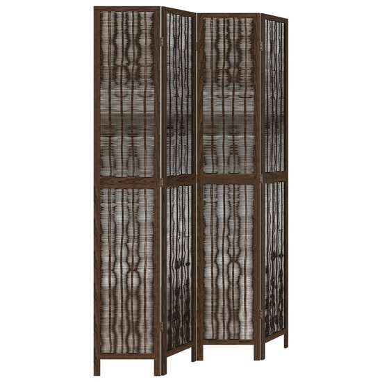 Kamerscherm Met 4 Panelen Massief Paulowniahout Donkerbruin 40 x 220 cm