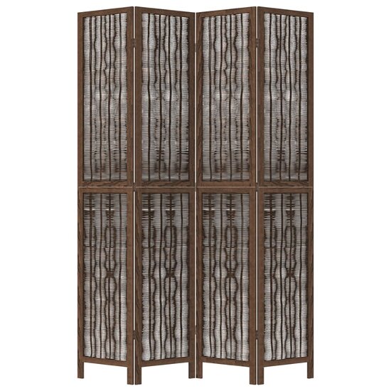 Kamerscherm Met 4 Panelen Massief Paulowniahout Donkerbruin 40 x 220 cm