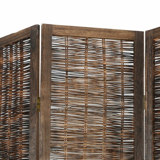 Kamerscherm Met 4 Panelen Massief Paulowniahout Donkerbruin 40 x 220 cm