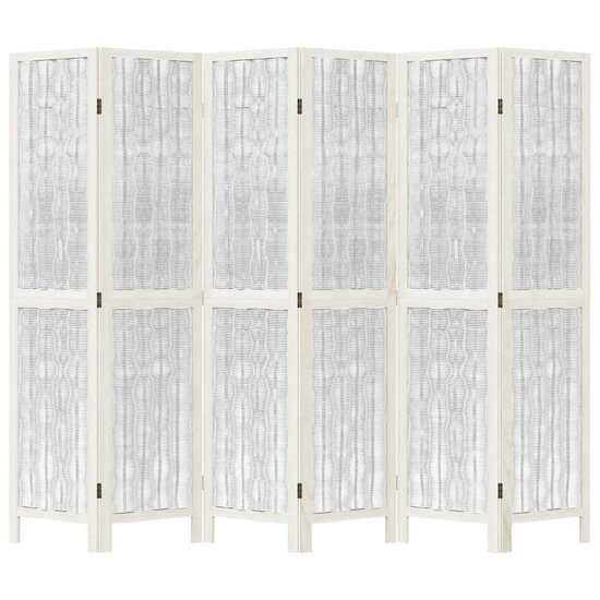 Kamerscherm Met 6 Panelen Massief Paulowniahout Wit 40 x 180 cm