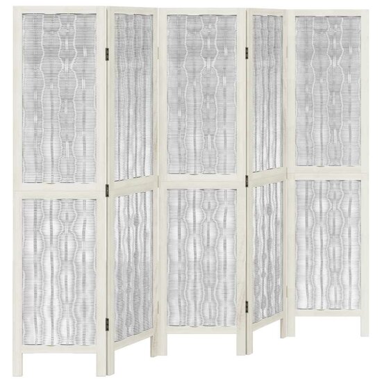 Kamerscherm Met 5 Panelen Massief Paulowniahout Wit 40 x 160 cm 1