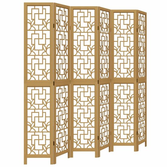 Kamerscherm Met 6 Panelen Massief Paulowniahout Bruin 40 x 220 cm