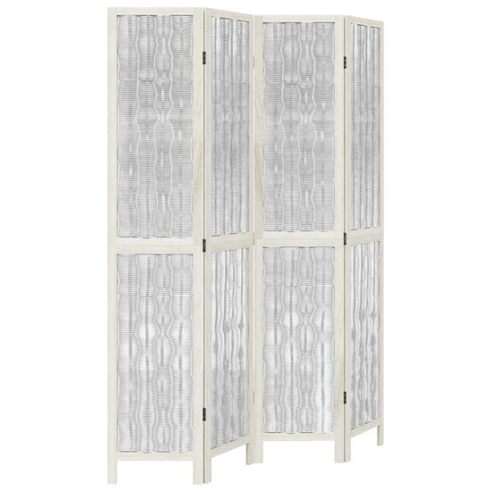 Kamerscherm Met 4 Panelen Massief Paulowniahout Wit 40 x 200 cm 1