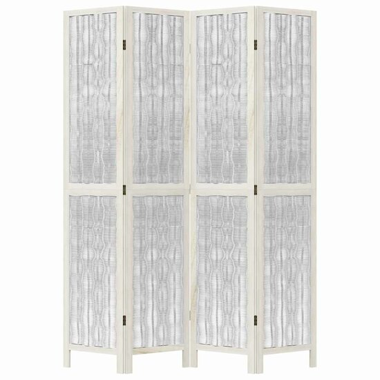 Kamerscherm Met 4 Panelen Massief Paulowniahout Wit 40 x 200 cm 1