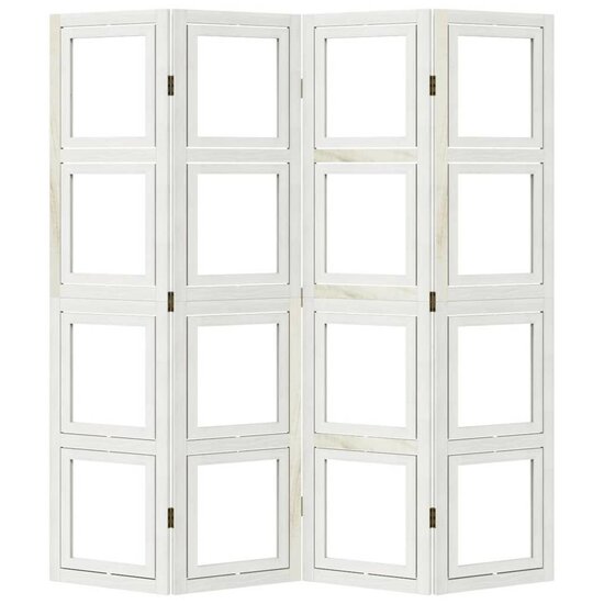 Kamerscherm Met 4 Panelen Massief Paulowniahout Wit 40 x 160 cm