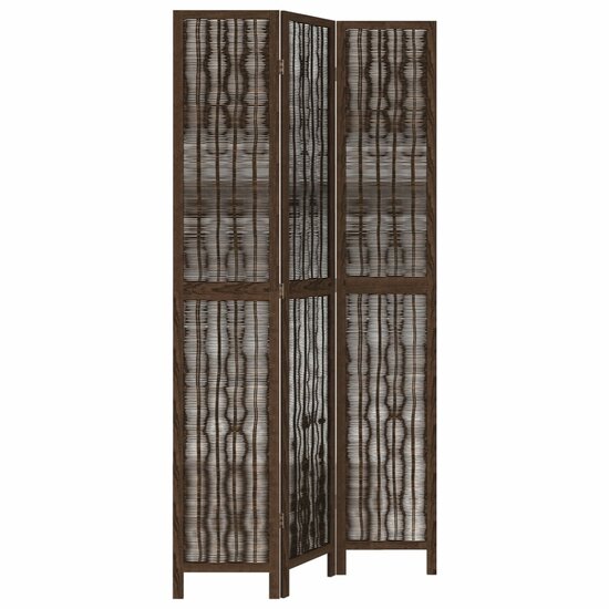 Kamerscherm Met 3 Panelen Massief Paulowniahout Donkerbruin 40 x 220 cm