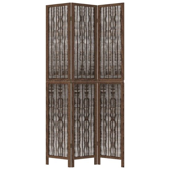 Kamerscherm Met 3 Panelen Massief Paulowniahout Donkerbruin 40 x 220 cm