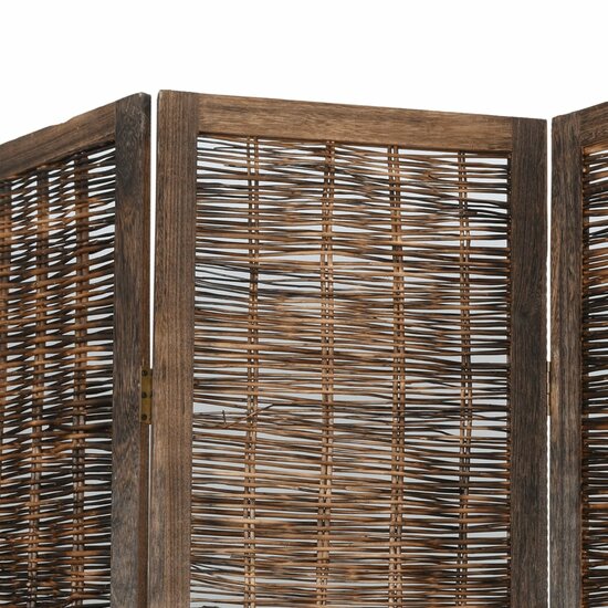 Kamerscherm Met 3 Panelen Massief Paulowniahout Donkerbruin 40 x 220 cm