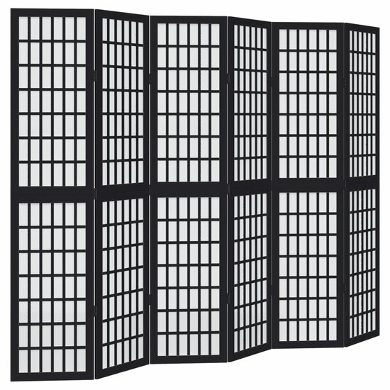 Kamerscherm Met 6 Panelen Massief Paulowniahout Zwart 40 x 180 cm