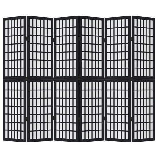Kamerscherm Met 6 Panelen Massief Paulowniahout Zwart 40 x 180 cm
