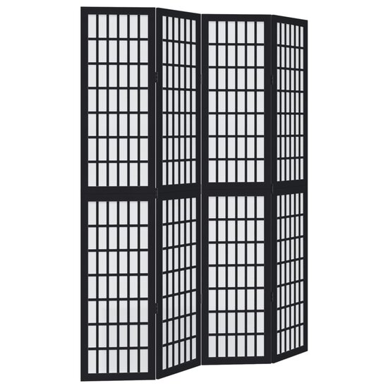 Kamerscherm Met 4 Panelen Massief Paulowniahout Zwart 40 x 200 cm
