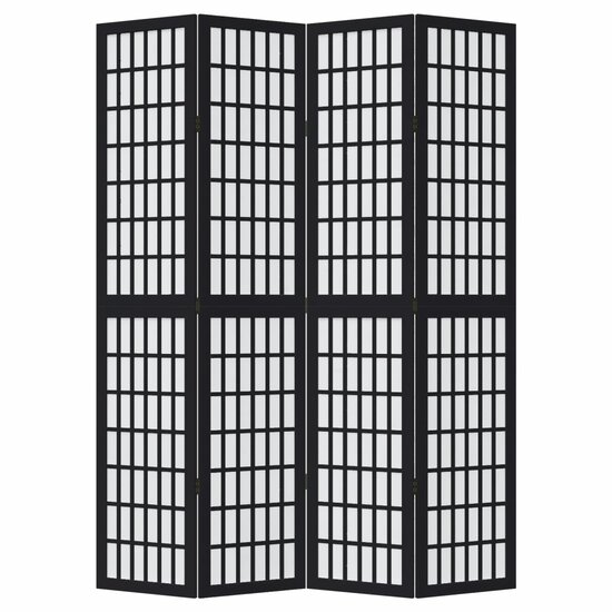 Kamerscherm Met 4 Panelen Massief Paulowniahout Zwart 40 x 200 cm
