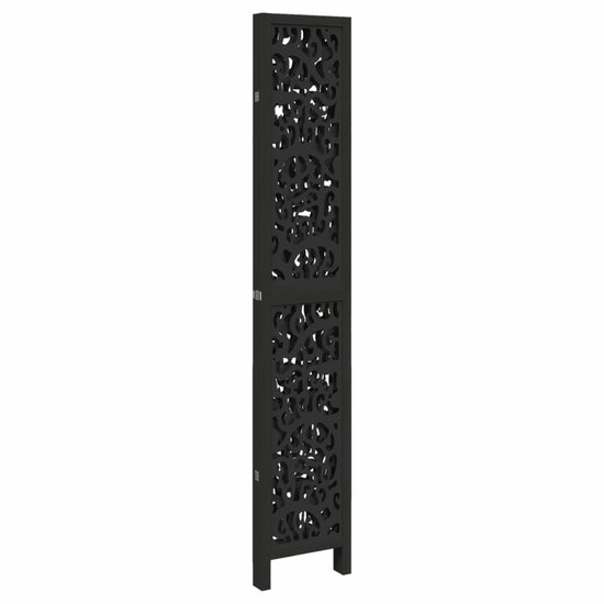 Kamerscherm Met 4 Panelen Massief Paulowniahout Zwart 40 x 220 cm