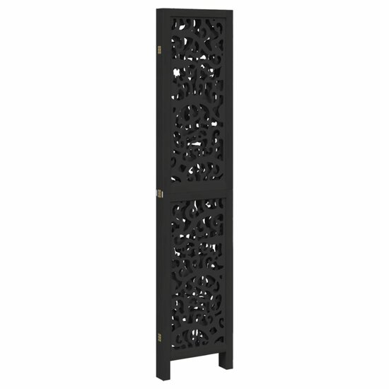 Kamerscherm Met 4 Panelen Massief Paulowniahout Zwart 40 x 180 cm