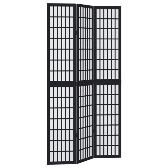 Kamerscherm Met 3 Panelen Massief Paulowniahout Zwart 40 x 220 cm