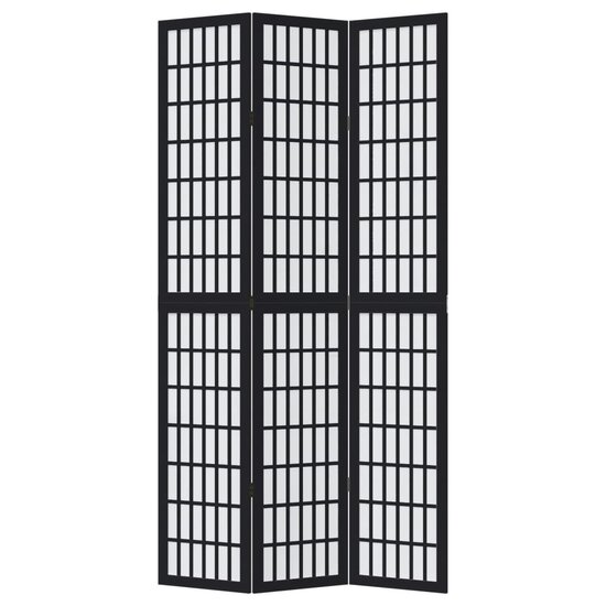 Kamerscherm Met 3 Panelen Massief Paulowniahout Zwart 40 x 220 cm