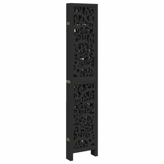 Kamerscherm Met 6 Panelen Massief Paulowniahout Zwart 40 x 200 cm