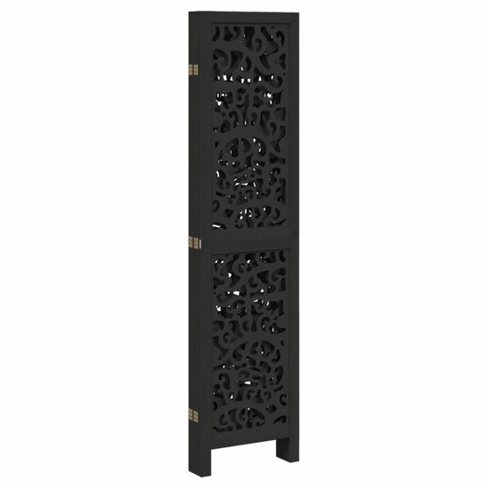 Kamerscherm Met 5 Panelen Massief Paulowniahout Zwart 40 x 160 cm