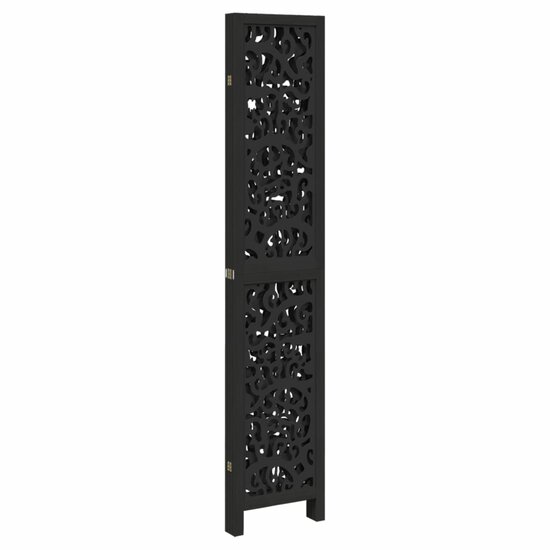 Kamerscherm Met 4 Panelen Massief Paulowniahout Zwart 40 x 200 cm