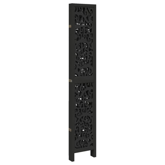 Kamerscherm Met 5 Panelen Massief Paulowniahout Zwart 40 x 220 cm