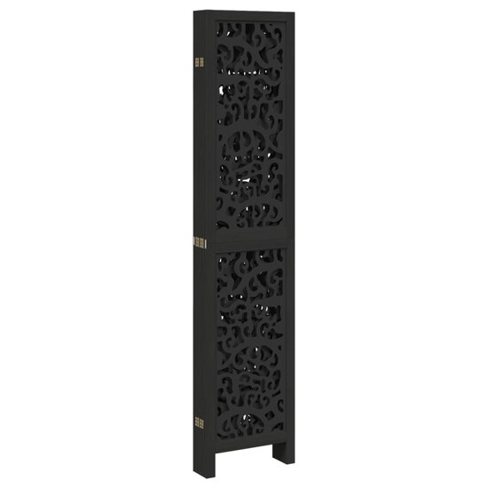 Kamerscherm Met 6 Panelen Massief Paulowniahout Zwart 40 x 180 cm