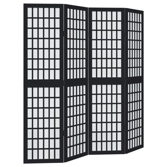 Kamerscherm Met 4 Panelen Massief Paulowniahout Zwart 40 x 160 cm