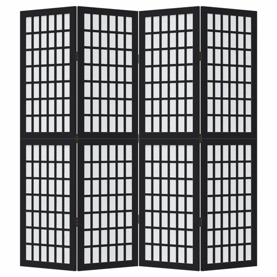 Kamerscherm Met 4 Panelen Massief Paulowniahout Zwart 40 x 160 cm