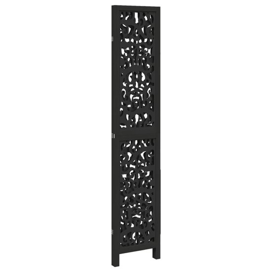 Kamerscherm Met 3 Panelen Massief Paulowniahout Zwart 40 x 200 cm