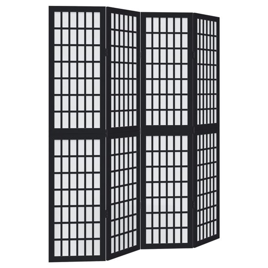 Kamerscherm Met 4 Panelen Massief Paulowniahout Zwart 40 x 180 cm